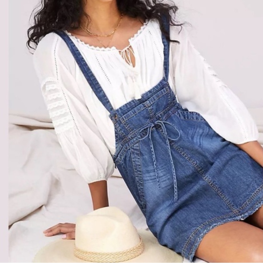 Anthropologie Pilcro Blue Denim Overall Skirt